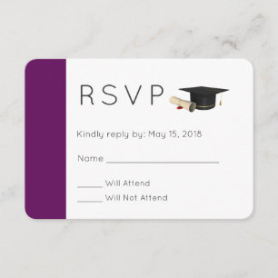 Invitación Tapón de graduación y Diploma en Púrpura RSVP