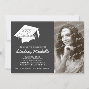 Invitación Tapón de graduación y foto de pizarra