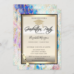 Invitación Tapón de gramo,Vidrio,Holografía opal confetti