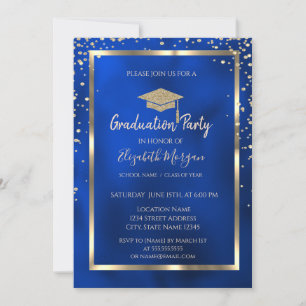Invitación Tapón de oro de diamantes estilizados de metal azu