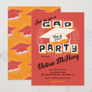 Invitación Tapón del partido de graduación negrita brillante 