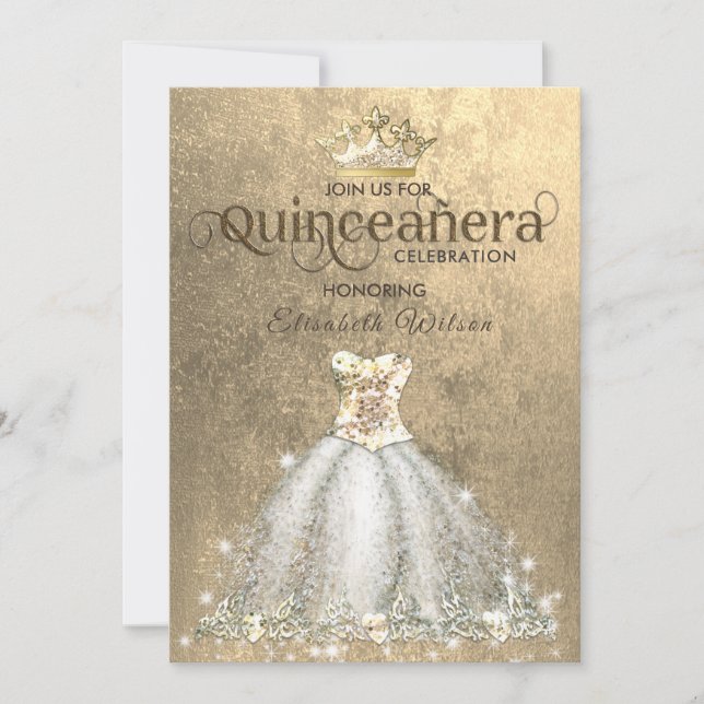 Invitación Tara de lujo vintage Quinceañera (Anverso)