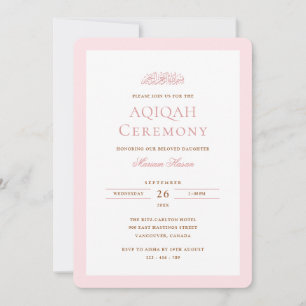 Invitación Tara Minimalista para Niña Rosa Marco Ceremonia Aq