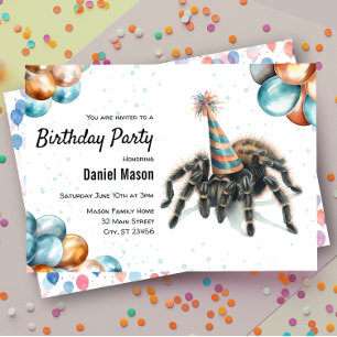 Invitación Tarantula Creepy Cute Spider Bug Fiesta de Cumplea