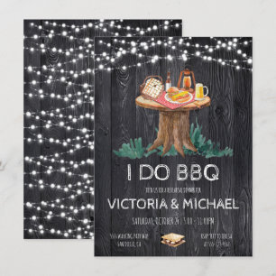 Invitación Tarde de barbacoa en el patio trasero iluminado co