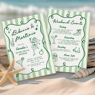 Invitación Tarde de Bikinis Verdes y Martinis de Despedida de