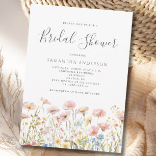 Invitación Tarde de boda Floral de flores silvestres Rosa son