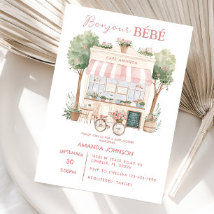 Invitación Tarde de Café Parisino para Baby Shower
