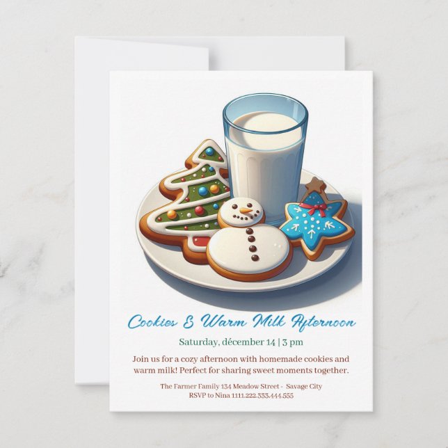 🥛🍪 Invitación "Tarde de Galletas y Leche Calient (Anverso)