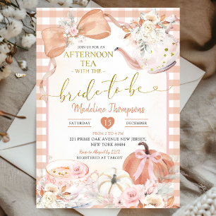 Invitación Tarde de Té Rosa Rubor Fiesta de Despedida de Solt