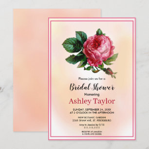 Invitación Tarde floral elegante de boda de novia con rosa ro