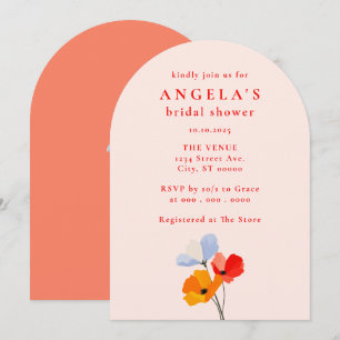 Invitación Tarde Nupcial Floral Bold Amapola