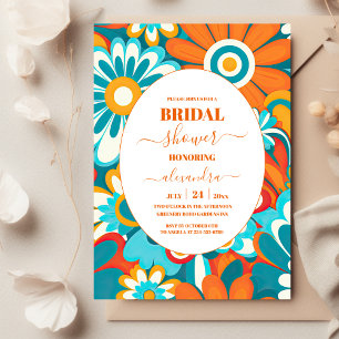 Invitación Tarde Nupcial Retro Floral Colorida y Audaz