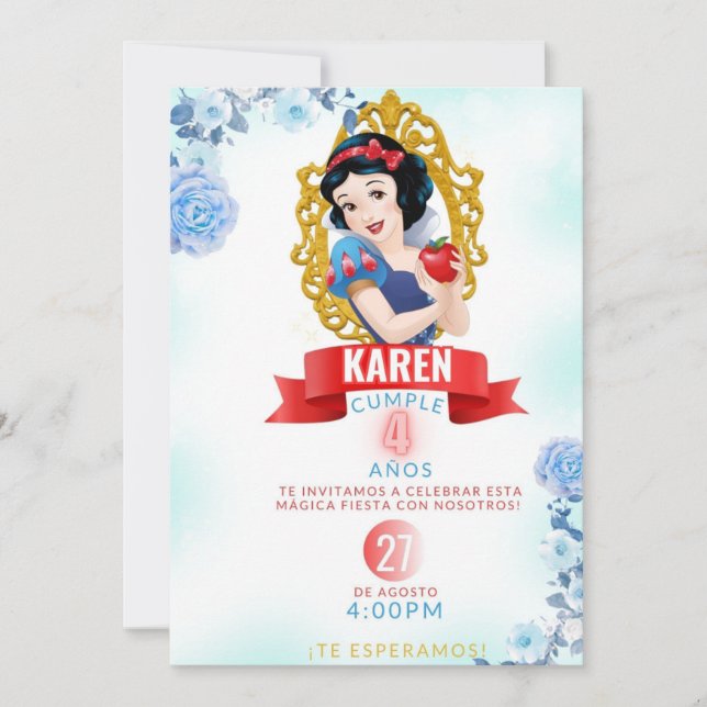 Invitación Targeta digital de blanca nieves  (Anverso)