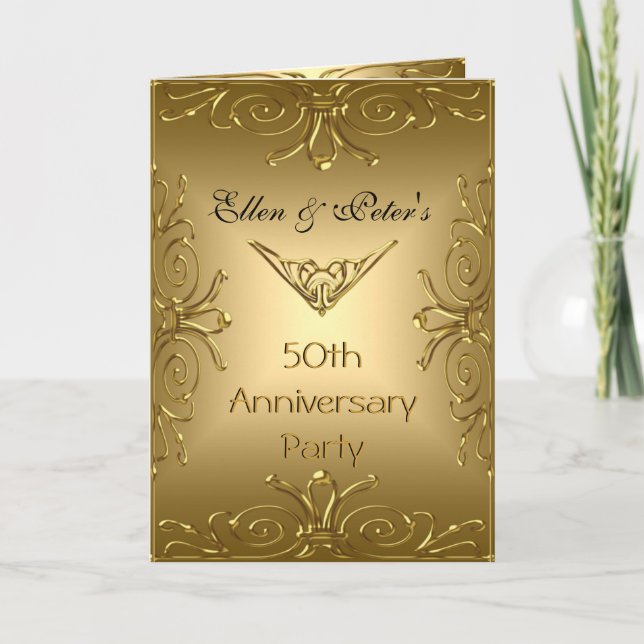 Invitación Tarjeta Aniversario de Bodas 50 Art Dec (Anverso)