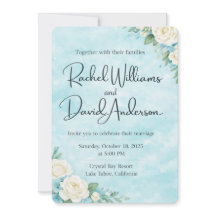 "Tarjeta de Boda Acuarela Azul Floral"