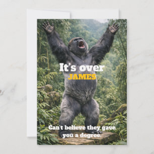 Invitación 🎓🙈Tarjeta de Celebración de Gorila Travieso – Pe
