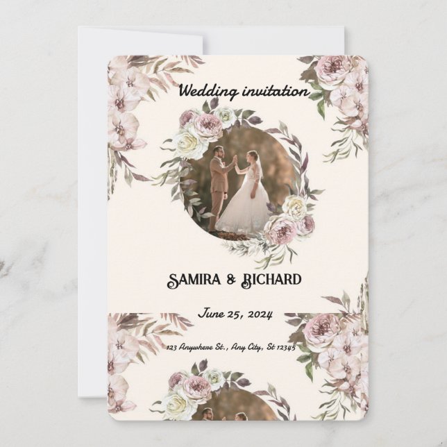 Invitación - Tarjeta de Invitación de Boda Elegant (Anverso)