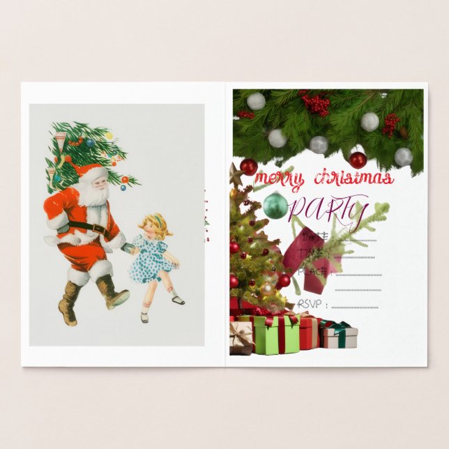 invitación tarjeta de Navidad con lámina (Interior)