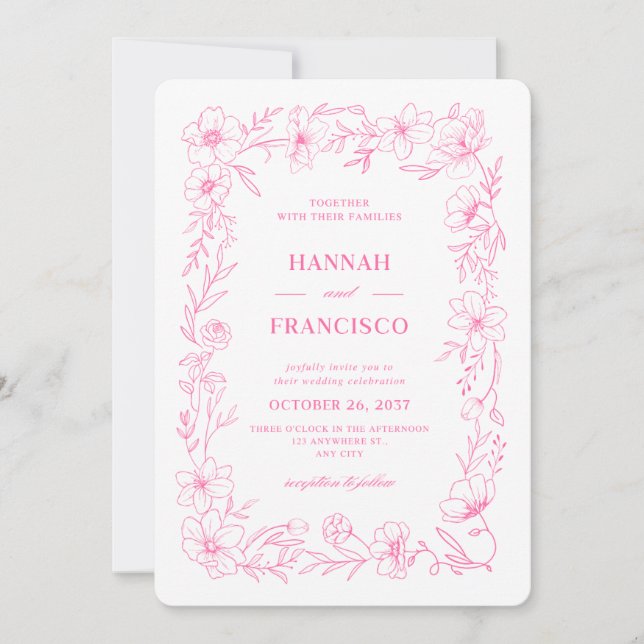INVITACIÓN ¡TARJETAS DE BODAS CON FLORES PERSONALIZADAS Y EST (Anverso)