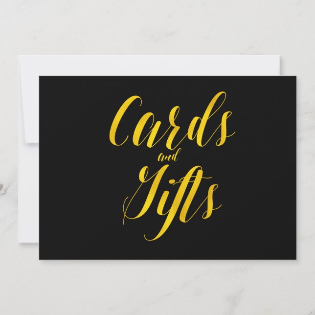 Invitación "Tarjetas y Regalos" Letrero de Boda Chic con Hoja (Anverso)