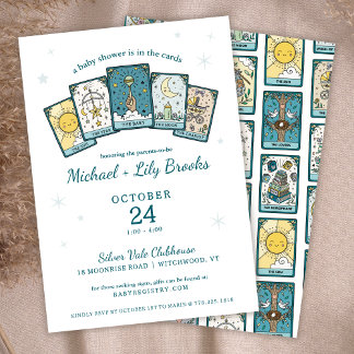 Invitación Tarot Adivina Ducha Celestial para el Bebé