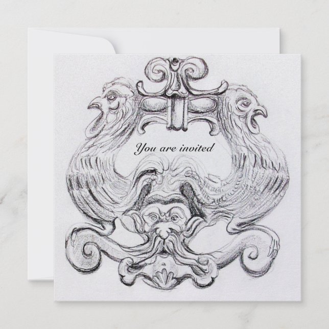 Invitación TAROT/ ANTIQUE FLORENTINA GROTESQUE Blanco negro (Anverso)