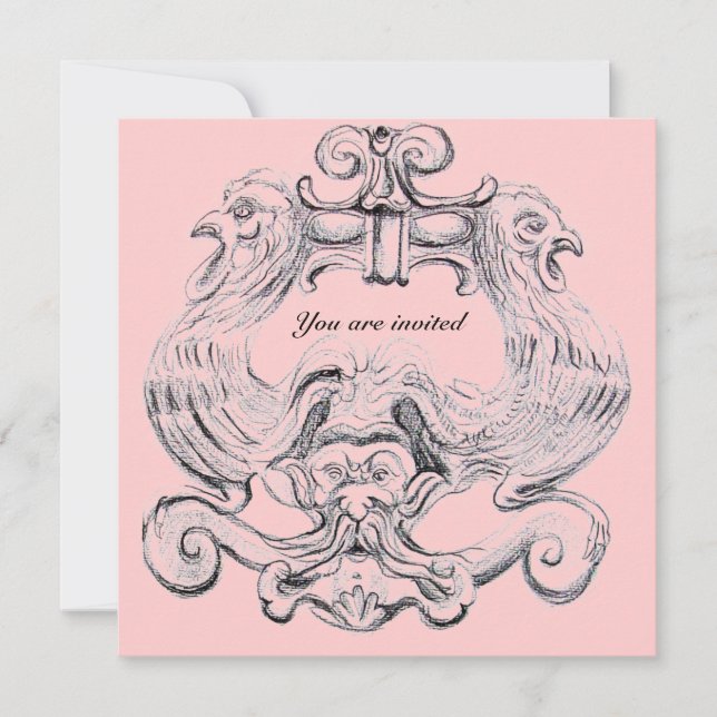 Invitación TAROT/ ANTIQUE FLORENTINA GROTESQUE Rosa Negro (Anverso)