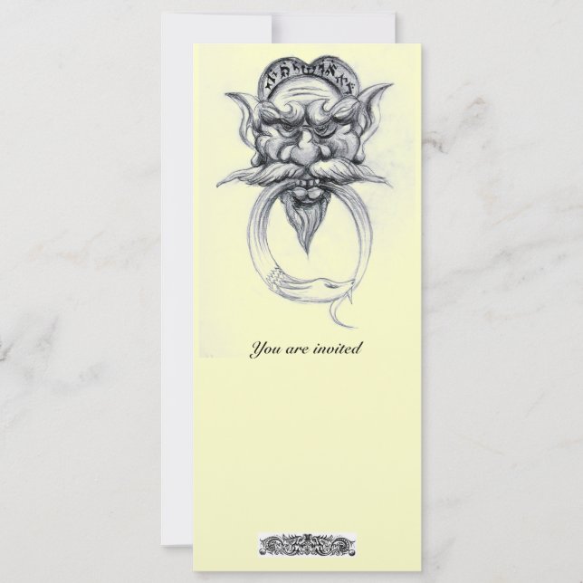 Invitación TAROT/ANTIQUE GROTESQUE FANTASY Black White Pearl (Anverso)