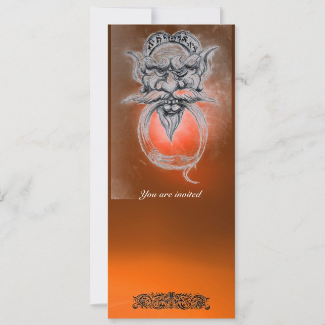 Invitación TAROT/ANTIQUE GROTESQUE FANTASY Naranja Gemstone (Anverso)