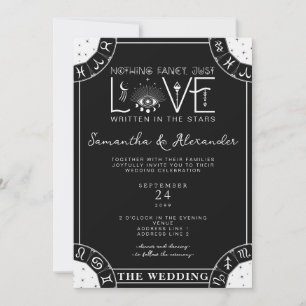 Invitación Tarot Boda celeste Zodiac Rótulo malvado Ojo negro