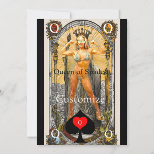 Invitación Tarot Card Queen of Spades Thunder_Cove