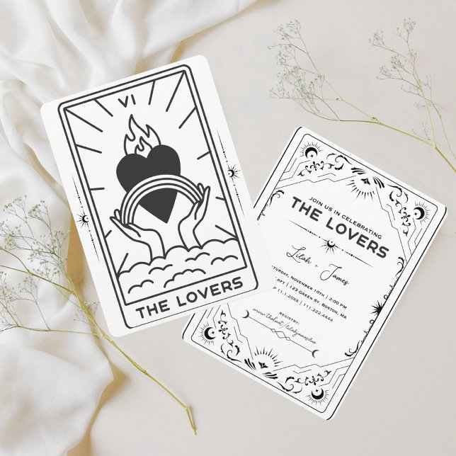 Invitación Tarot Cards | Ducha de novia | BODA | B+W moderno (Subido por el creador)
