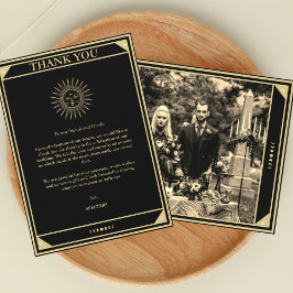 Invitación Tarot Elegant Gracias Cartas Black Gold Photo