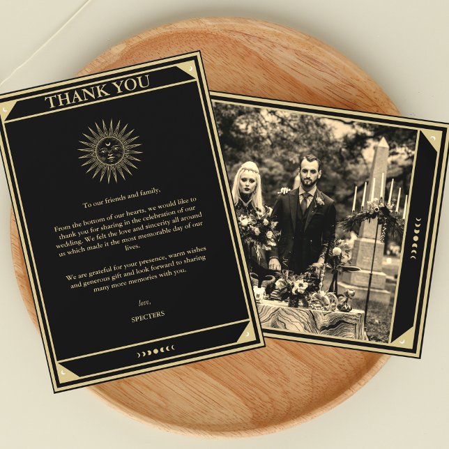 Invitación Tarot Elegant Gracias Cartas Black Gold Photo (Subido por el creador)