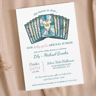 Invitación Tarot Empress Bebé Niña Shower Celestial