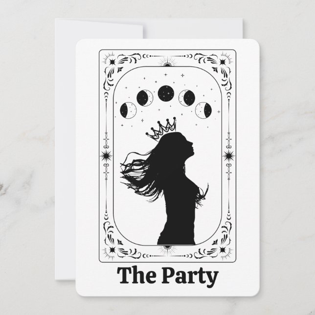 Invitación Tarot Personalizado Mística Celestial Luna Mágica  (Anverso)