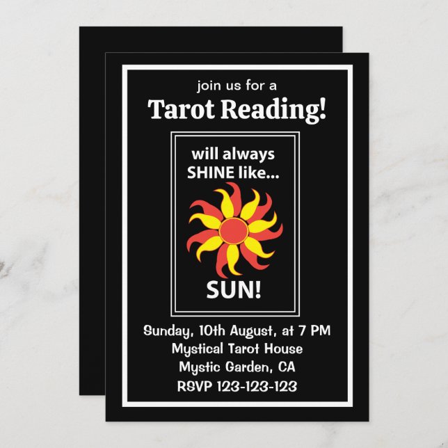 Invitación Tarot Sun Mystical Tarot (Anverso / Reverso)