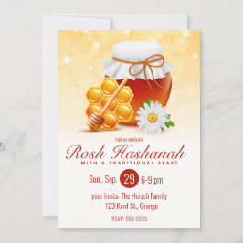 Invitación Tarrito de Miel, Panal, Daisy Rosh Hashaná