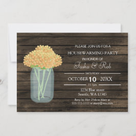 Invitación tarro de albañil amarillo de madera de pino Invita