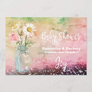 Invitación Tarro de albañil de la acuarela del *~* Baby