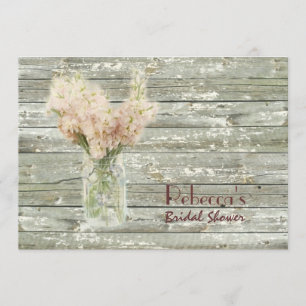 Invitación tarro de albañil de madera del granero que casa la