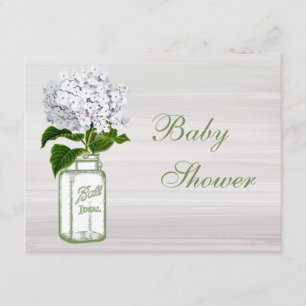 Invitación Tarro de albañil elegante y Hydrangea blanco Baby