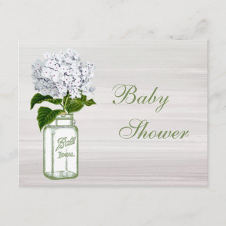 Invitación Tarro de albañil elegante y Hydrangea blanco Baby