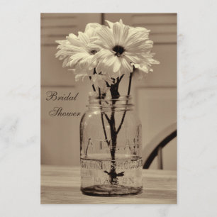 Invitación Tarro de albañil hermoso de la sepia y ducha