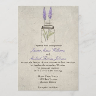 Invitación Tarro de albañil rústico de la lavanda el | que se