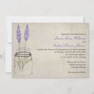 Invitación Tarro de albañil rústico de la lavanda el   que se
