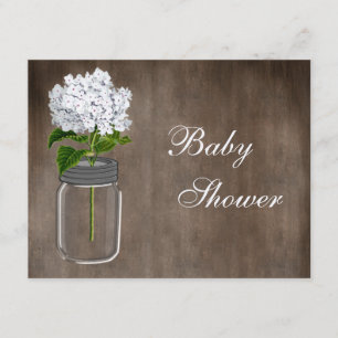 Invitación Tarro de albañil y Hydrangea blanco Baby Shower