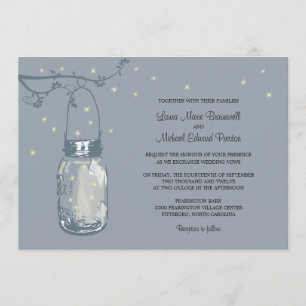 Invitación Tarro de albañil y luciérnagas que casan