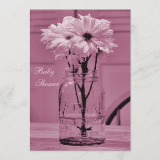 Invitación Tarro de albañil y margaritas hermosos Baby Shower